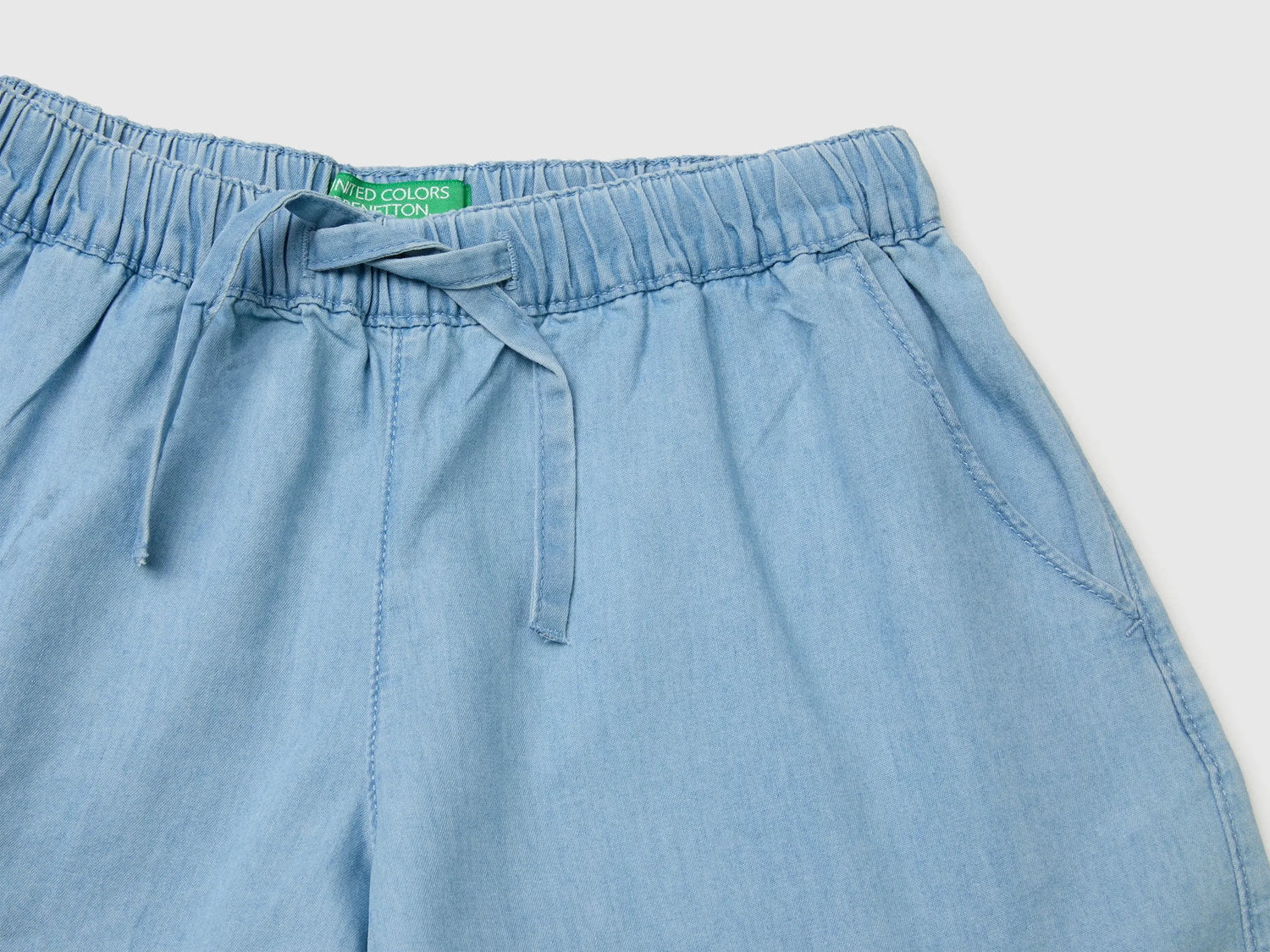 Benetton Blue Girls Chambray Shorts SKU: 4DHJC904X_903 Image 03