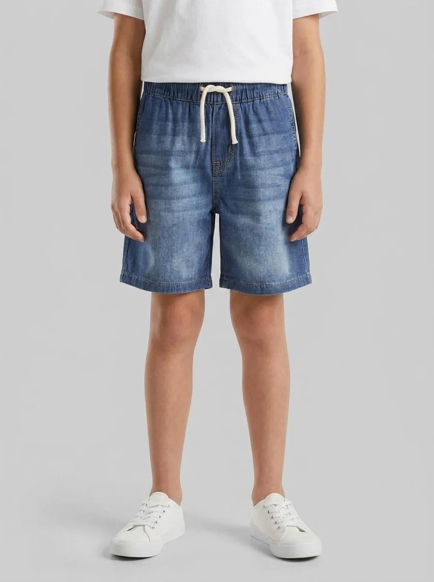 Benetton Dark Blue Boys Bermuda Shorts in Chambray SKU: 4DHJG9034_901 Image 00