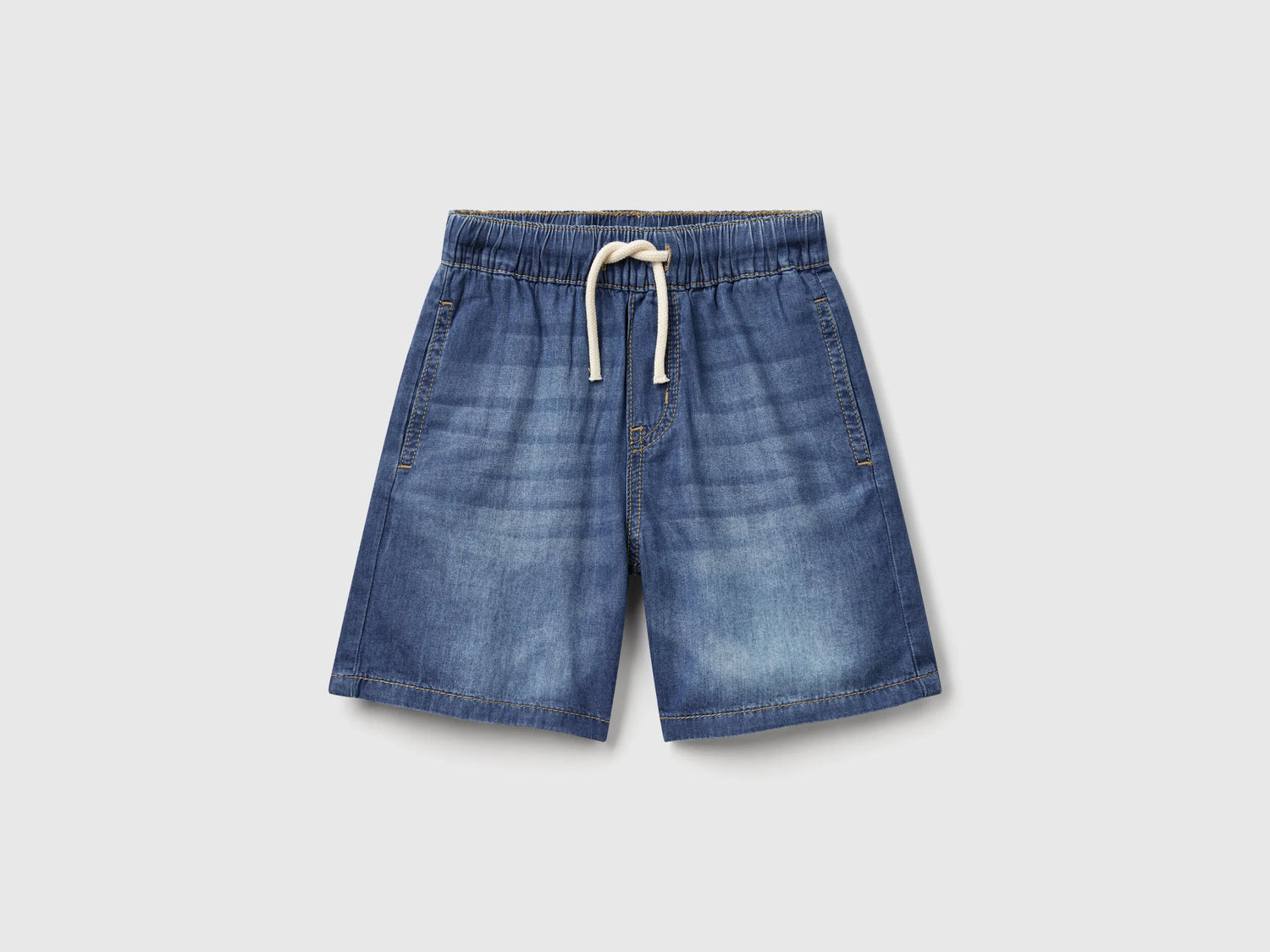Benetton Dark Blue Boys Bermuda Shorts in Chambray SKU: 4DHJG9034_901 Image 01