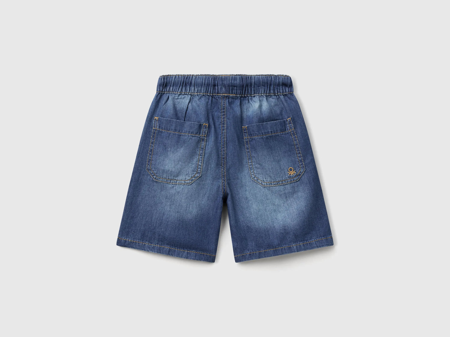Benetton Dark Blue Boys Bermuda Shorts in Chambray SKU: 4DHJG9034_901 Image 02