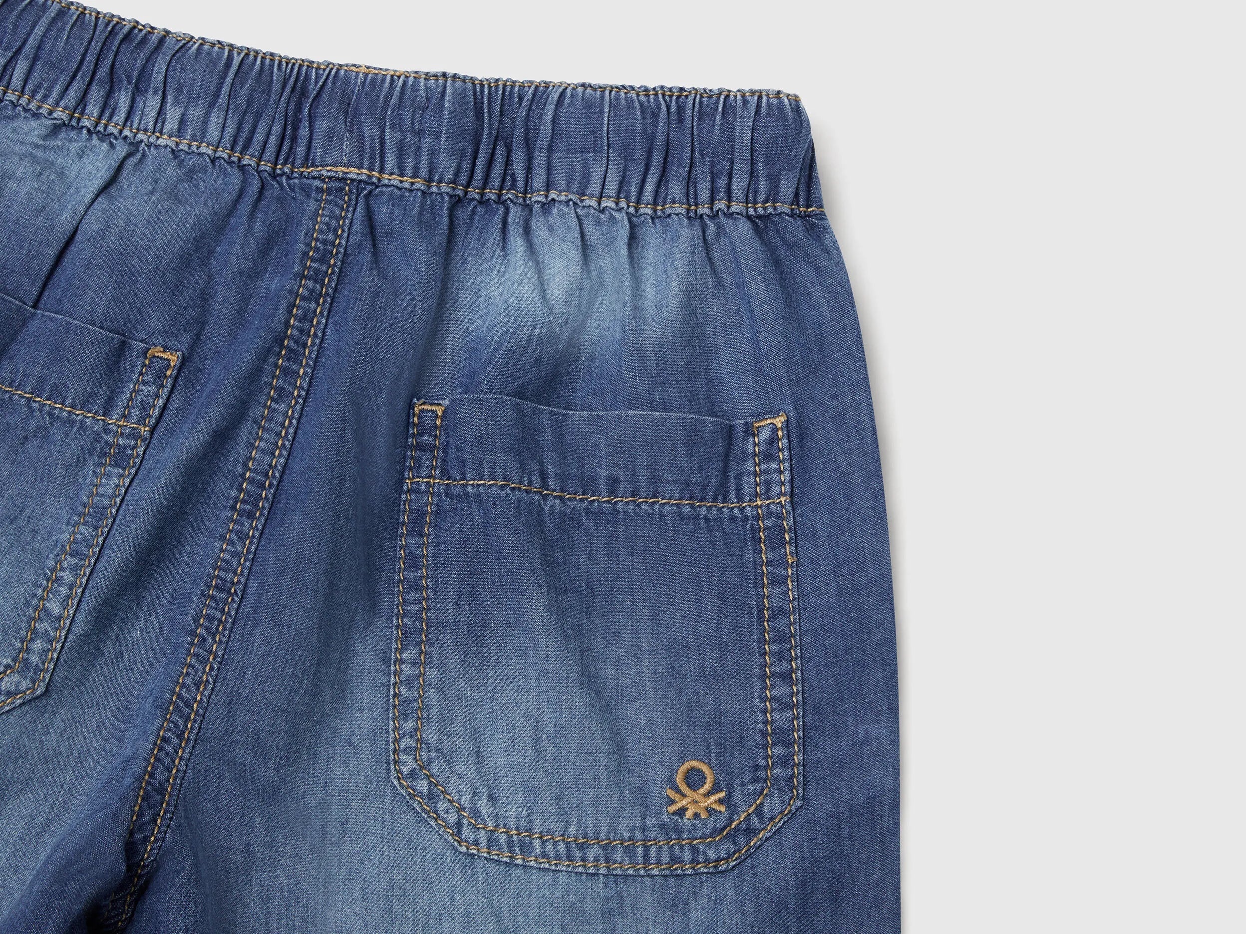 Benetton Dark Blue Boys Bermuda Shorts in Chambray SKU: 4DHJG9034_901 Image 03