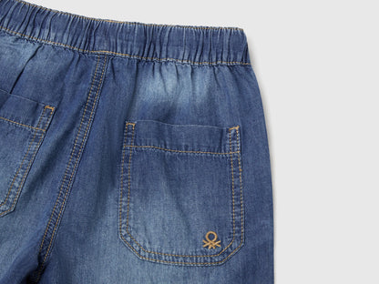 Benetton Dark Blue Boys Bermuda Shorts in Chambray SKU: 4DHJG9034_901 Image 03