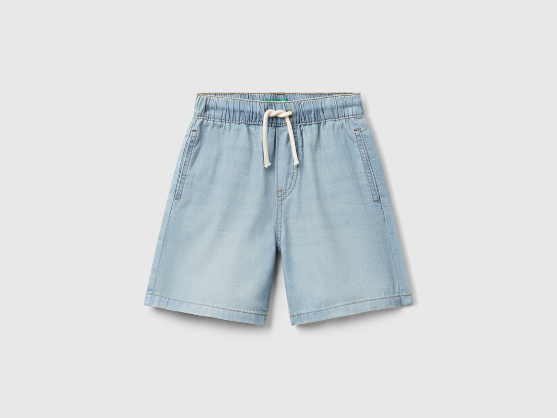 Benetton_Chambray Bermudas with Drawstring_4DHJG9034_902_01