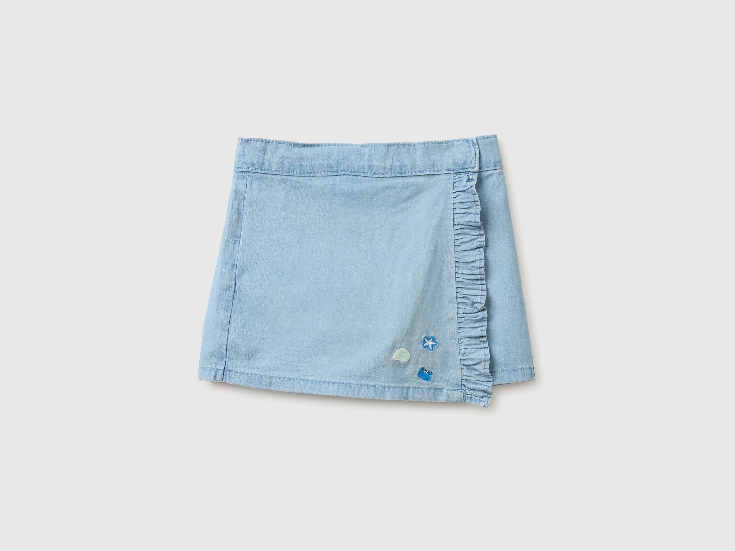 Benetton Light Blue Girls Chambray Skirt-Trousers SKU: 4DHJG903O_901 Image 01