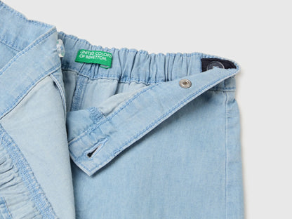 Benetton Light Blue Girls Chambray Skirt-Trousers SKU: 4DHJG903O_901 Image 03