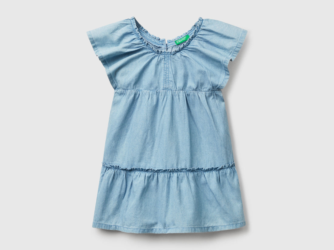 Benetton_Dress in Chambray with Frill_4DHJGV02H_901_01