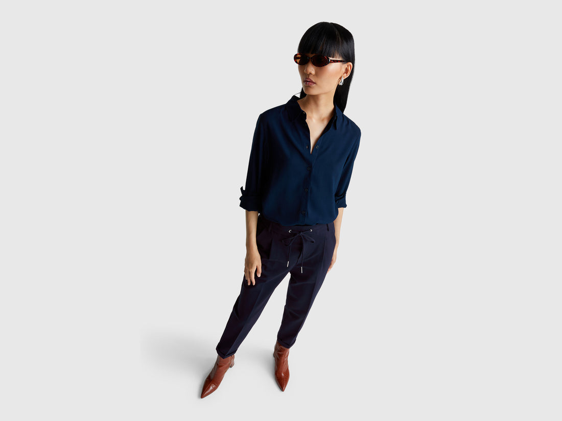 Benetton_Dark Blue_Yarn Dyed Trousers with Drawstring_4DI4DF00J_016_01