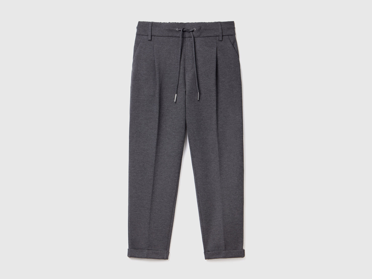Benetton_Gray_Yarn Dyed Trousers with Drawstring_4DI4DF00J_907_04