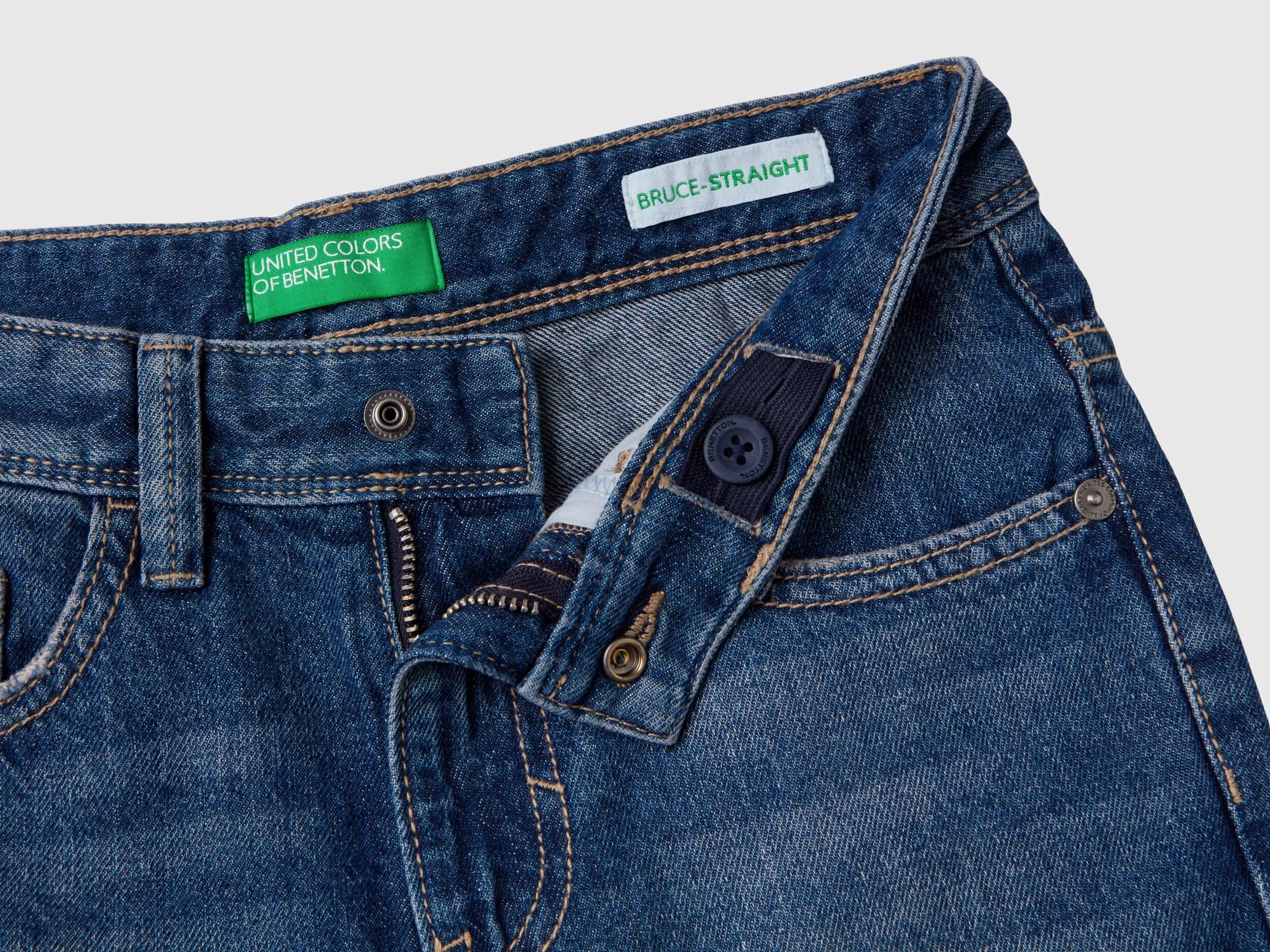 Benetton Blue Boys Straight Leg Jeans SKU: 4DW2CE021_901 Image 03