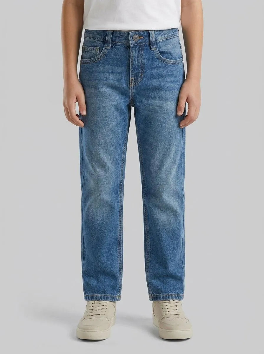 Benetton Light Blue Boys Straight Leg Jeans SKU: 4DW2CE021_902 Image 00