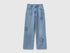 Benetton Light Blue Girls Straight Jeans with Stars SKU: 4DW2CE04U_902 Image 01