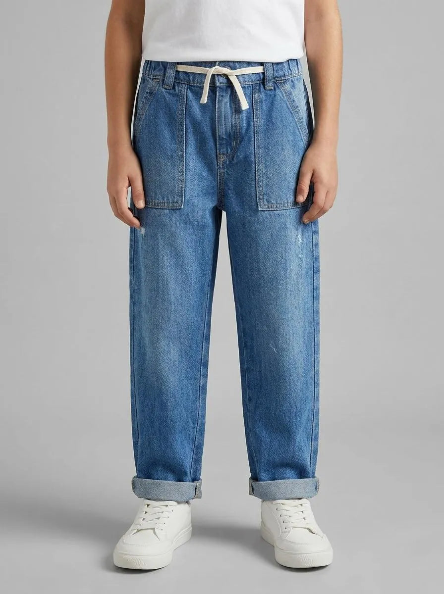 Benetton Blue Boys Jogger-Style Jeans SKU: 4DW2GF02W_902 Image 00