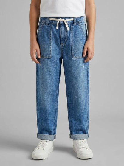Benetton Blue Boys Jogger-Style Jeans SKU: 4DW2GF02W_902 Image 00