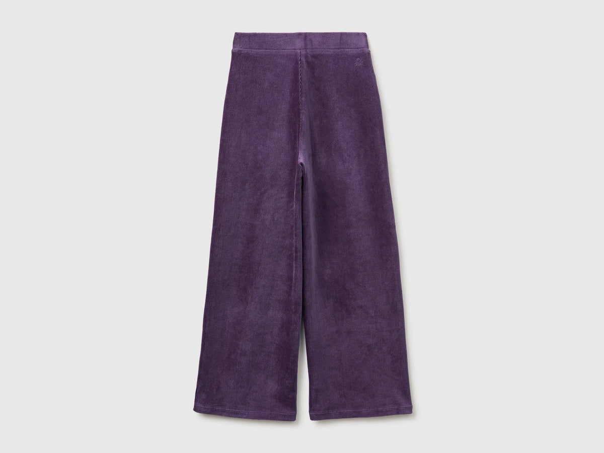 Benetton Plum Girls Wide-Leg Chenille Trousers SKU: 4DZBCF02Q_048 Image 02