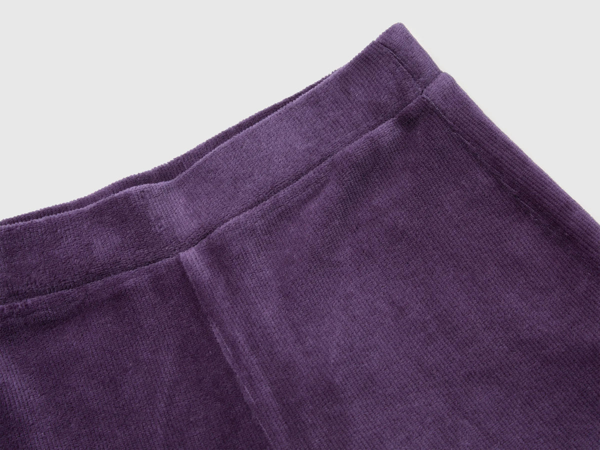 Benetton Plum Girls Wide-Leg Chenille Trousers SKU: 4DZBCF02Q_048 Image 03