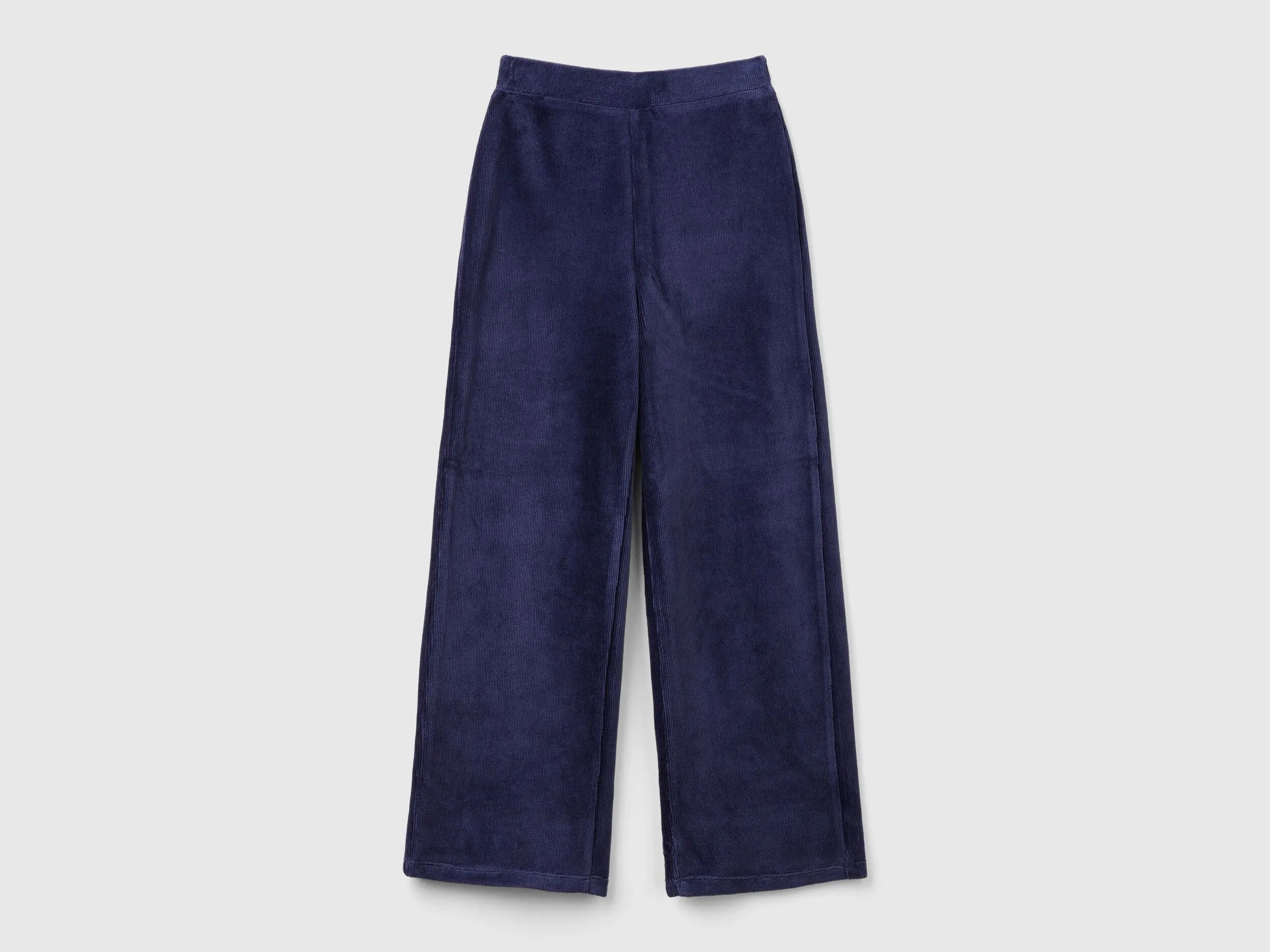 Benetton_Dark Blue_Wide Chenille Trousers_4DZBCF02Q_252_01