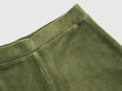 Benetton Olive Green Girls Wide-Leg Chenille Trousers SKU: 4DZBCF02Q_26K Image 03