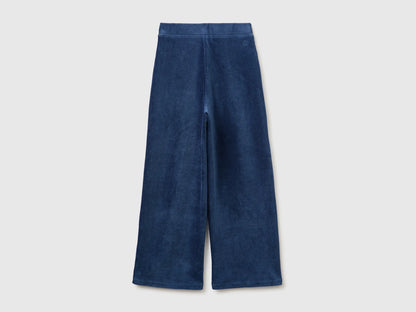 Benetton Blue Girls Wide-Leg Chenille Trousers SKU: 4DZBCF02Q_355 Image 02