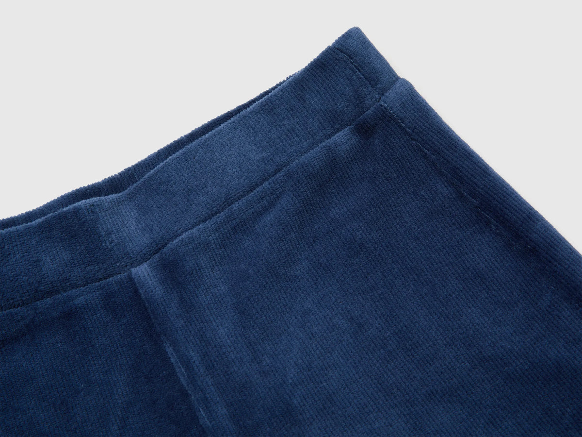Benetton Blue Girls Wide-Leg Chenille Trousers SKU: 4DZBCF02Q_355 Image 03