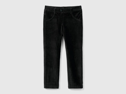 Benetton Black Girls Ribbed Chenille Trousers SKU: 4DZBGE00L_100 Image 01
