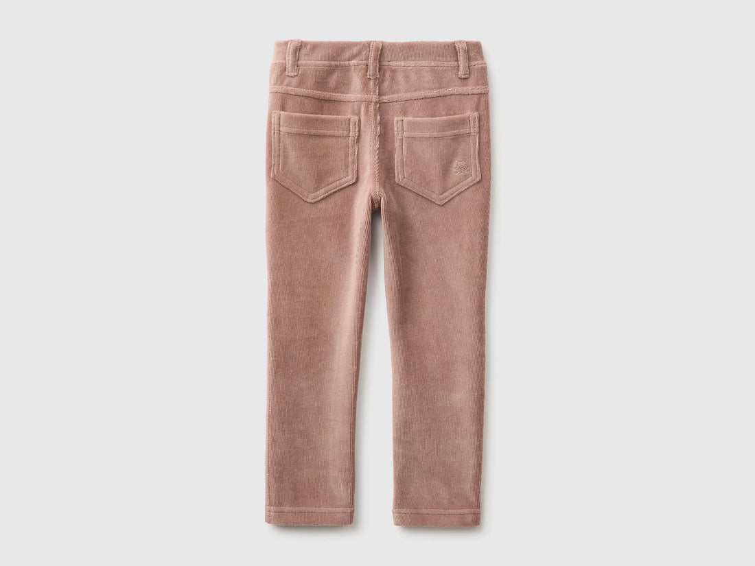 Benetton Dove Gray Girls Ribbed Chenille Trousers SKU: 4DZBGE00L_199 Image 02