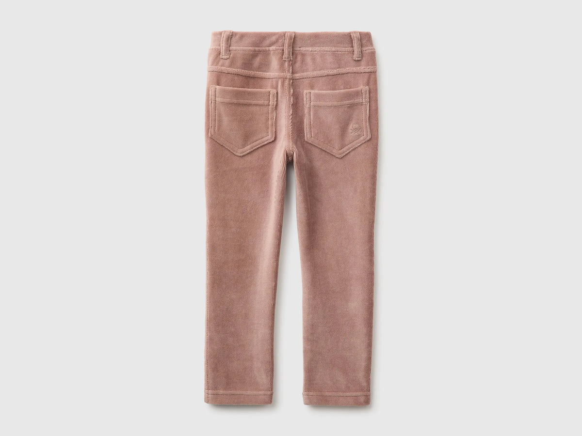 Benetton Dove Gray Girls Ribbed Chenille Trousers SKU: 4DZBGE00L_199 Image 02