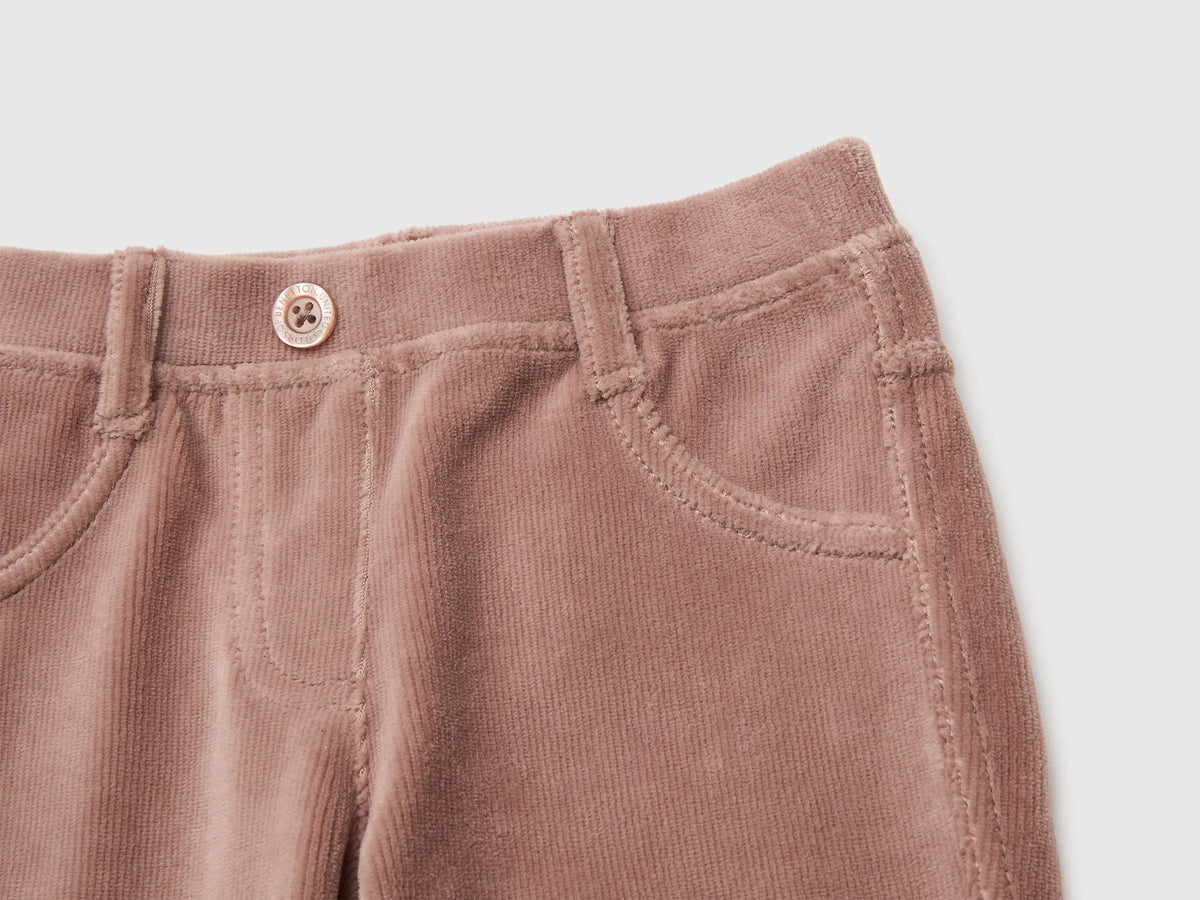 Benetton Dove Gray Girls Ribbed Chenille Trousers SKU: 4DZBGE00L_199 Image 03