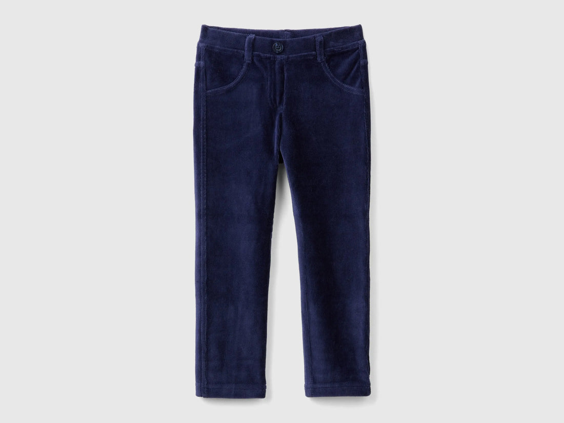 Benetton Dark Blue Girls Ribbed Chenille Trousers SKU: 4DZBGE00L_252 Image 01