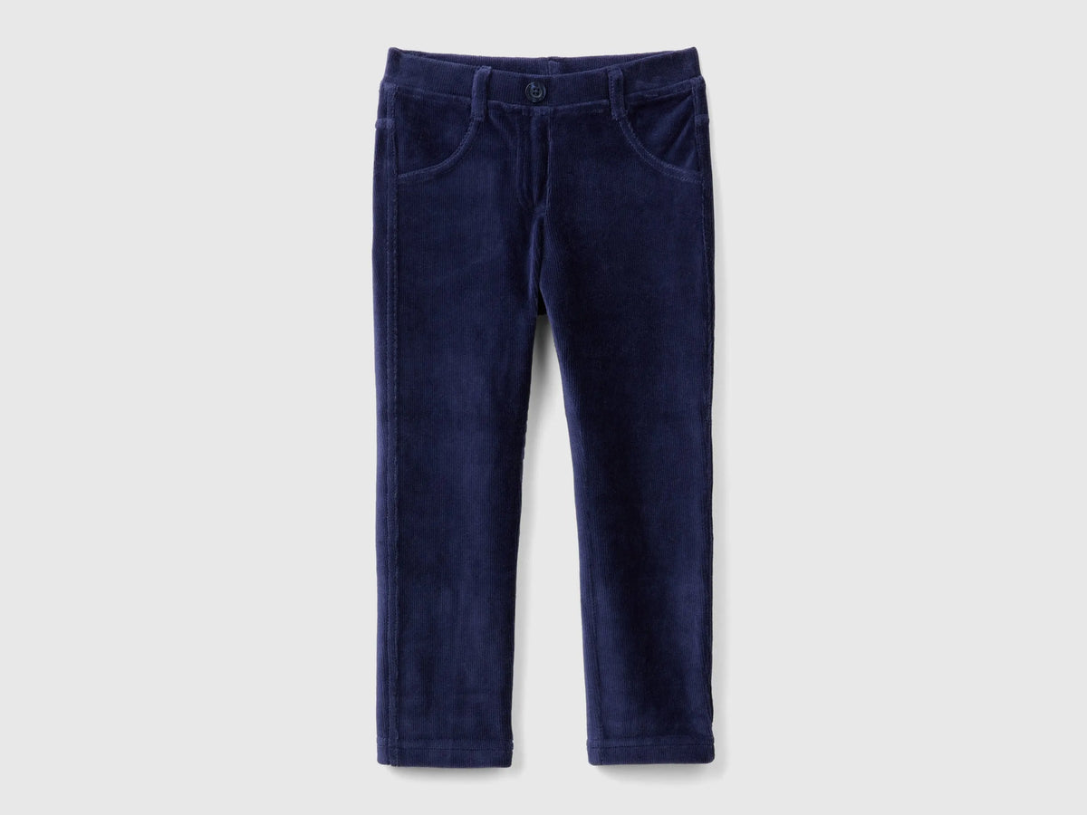 Benetton Dark Blue Girls Ribbed Chenille Trousers SKU: 4DZBGE00L_252 Image 01