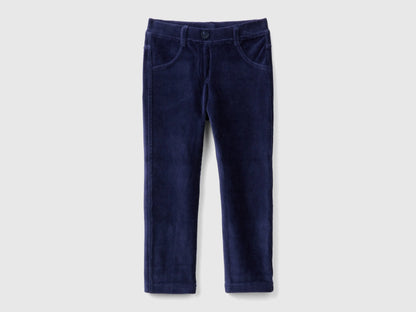 Benetton Dark Blue Girls Ribbed Chenille Trousers SKU: 4DZBGE00L_252 Image 01