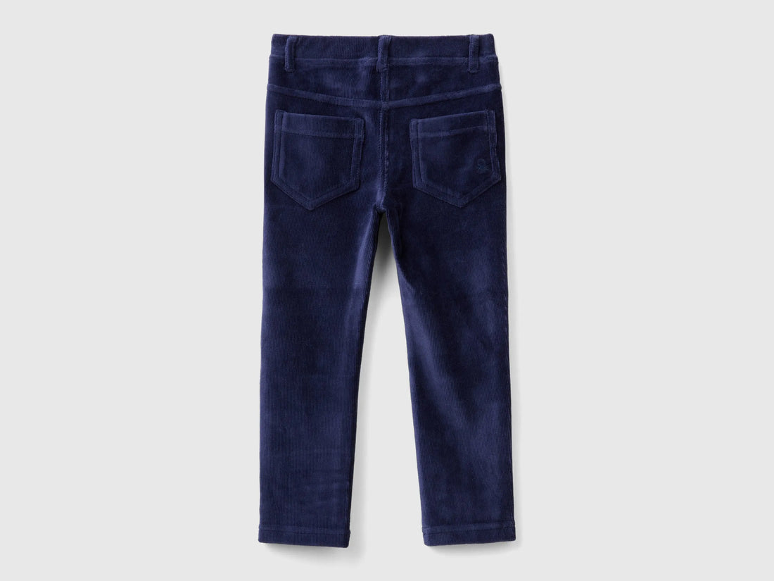 Benetton Dark Blue Girls Ribbed Chenille Trousers SKU: 4DZBGE00L_252 Image 02