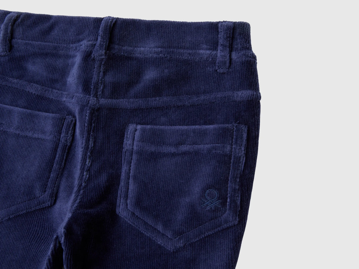 Benetton Dark Blue Girls Ribbed Chenille Trousers SKU: 4DZBGE00L_252 Image 03