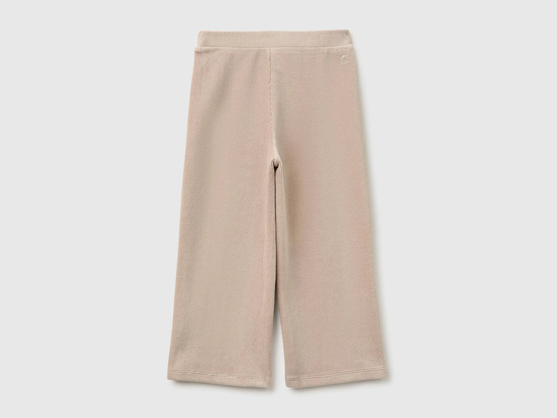 Benetton Beige Girls Wide Chenille Trousers SKU: 4DZBGF01E_312 Image 02
