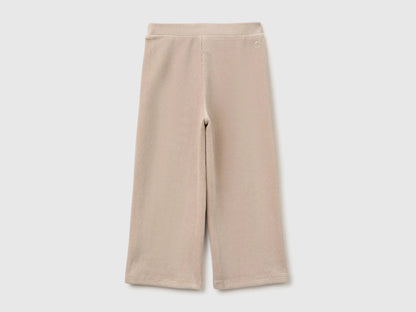 Benetton Beige Girls Wide Chenille Trousers SKU: 4DZBGF01E_312 Image 02