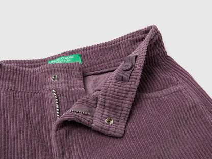 Benetton Plum Girls Corduroy Barrel-Fit Trousers SKU: 4FNFCF063_048 Image 03