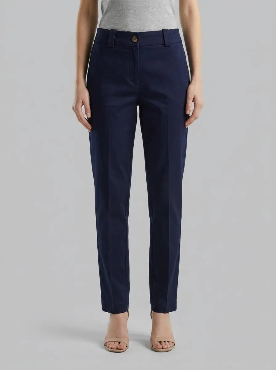 Benetton Dark Blue Women Slim Fit Trousers SKU: 4FRXDF096_016 Image 00