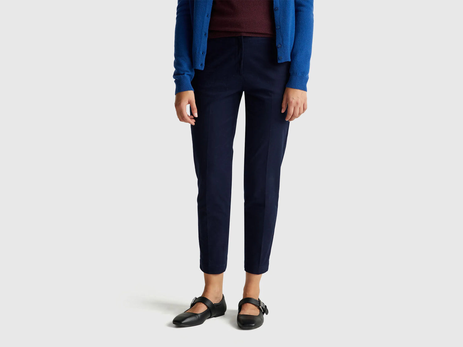 Benetton Dark Blue Women Slim Fit Trousers SKU: 4FRXDF096_016 Image 01