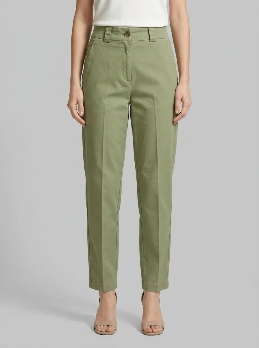 Benetton Olive Green Women Slim Fit Trousers SKU: 4FRXDF096_26K Image 00
