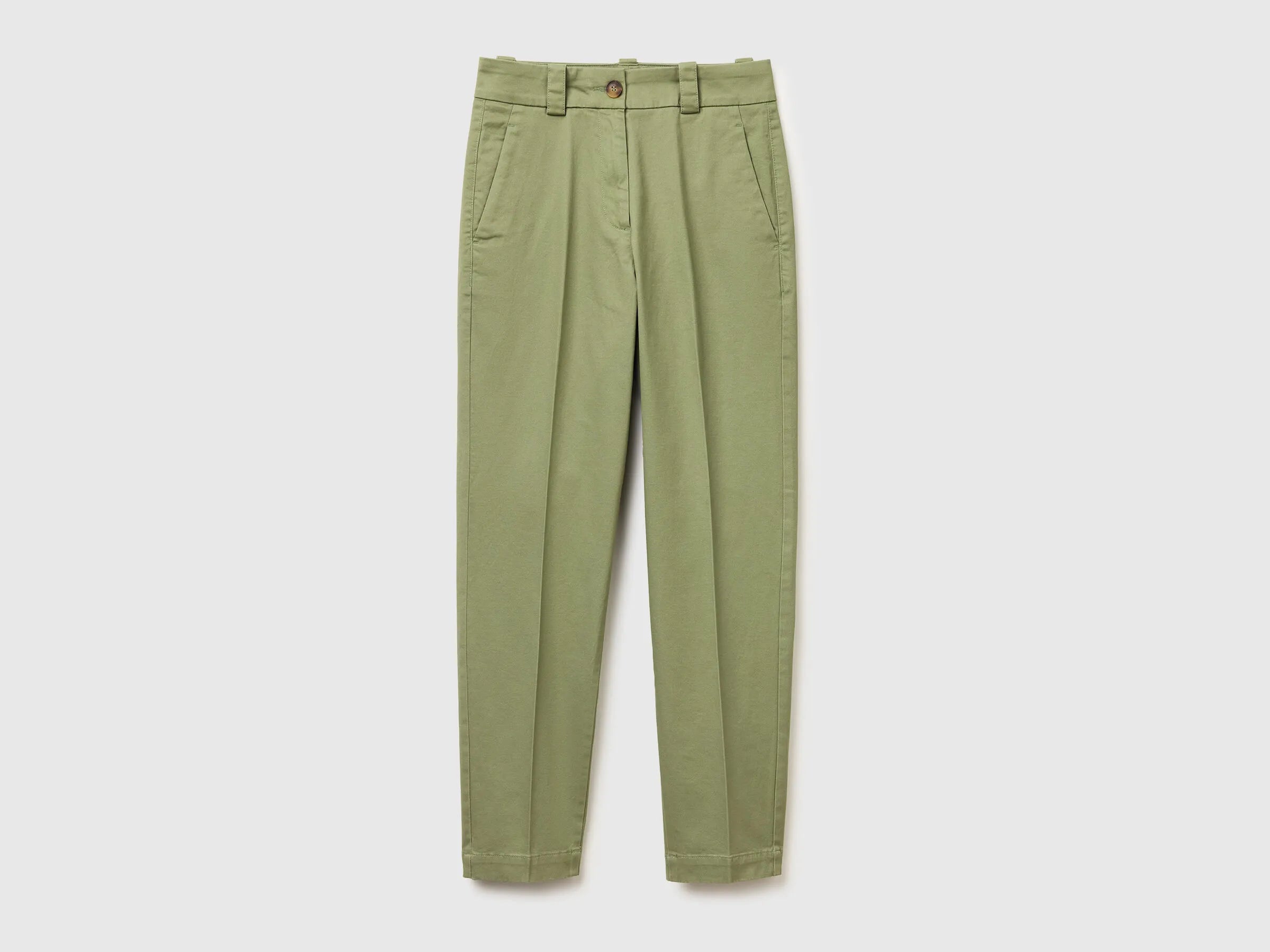 Benetton Olive Green Women Slim Fit Trousers SKU: 4FRXDF096_26K Image 01