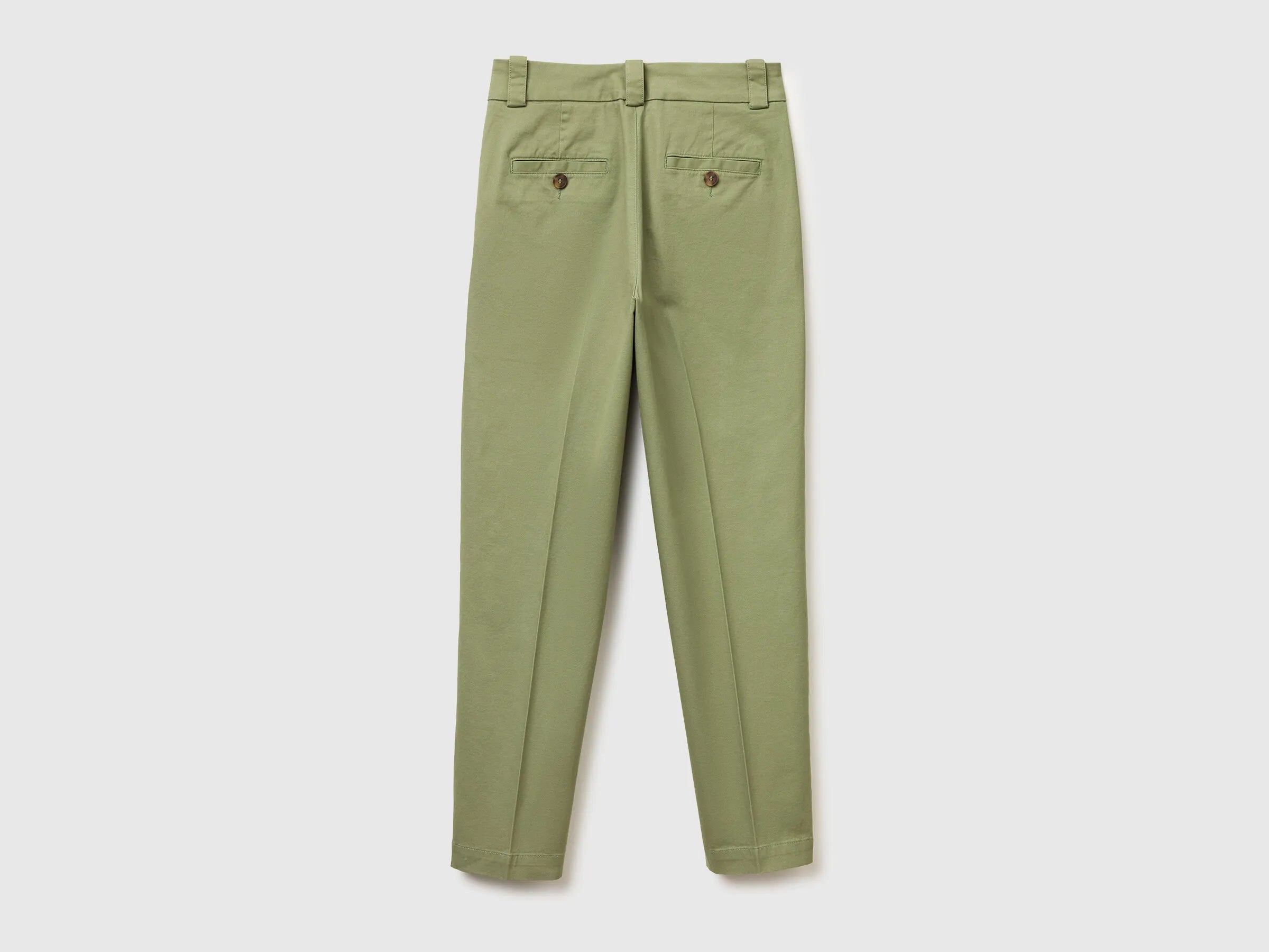Benetton Olive Green Women Slim Fit Trousers SKU: 4FRXDF096_26K Image 02