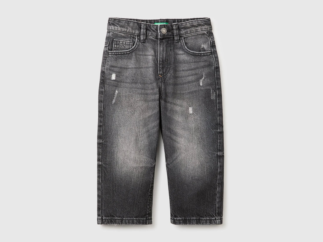 Benetton Black Boys Balloon Fit Jeans SKU: 4GD1GE034_700 Image 01