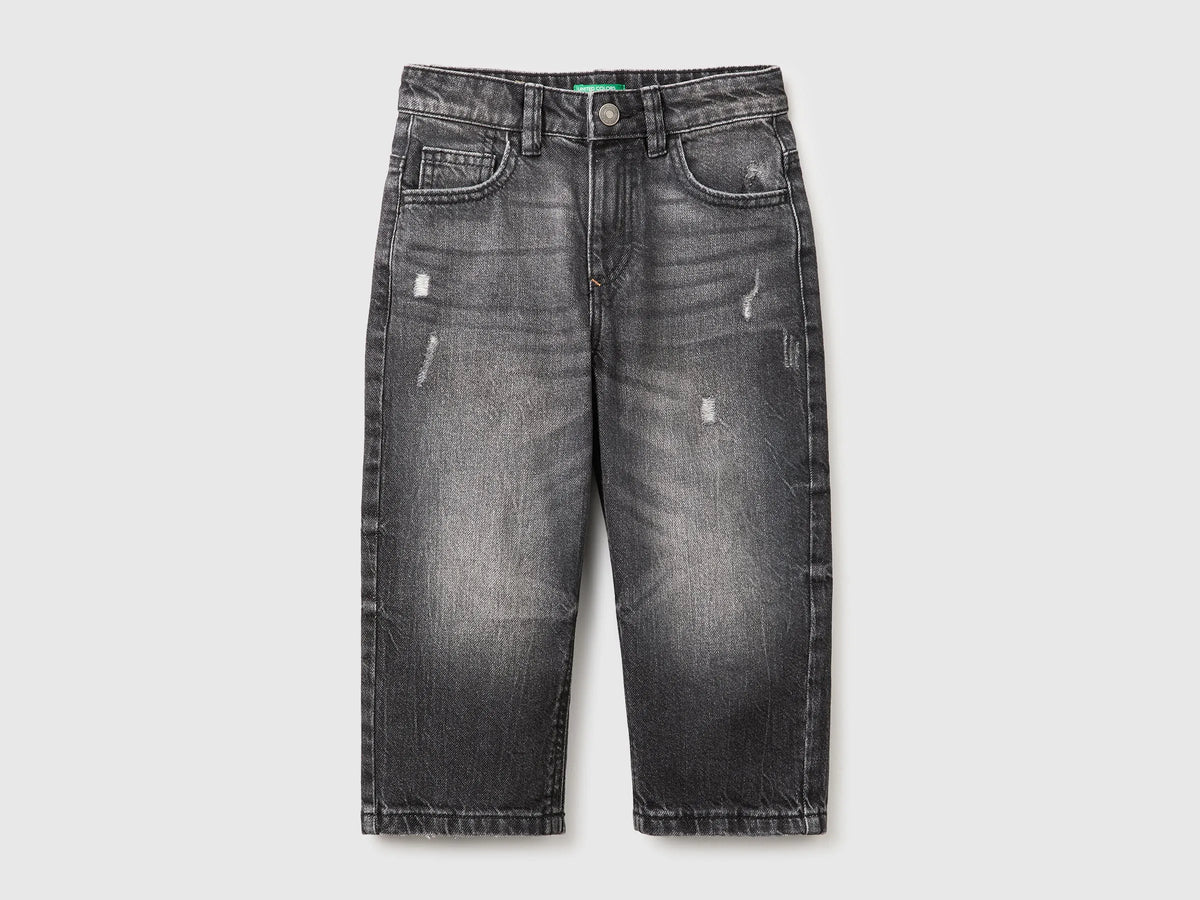 Benetton Black Boys Balloon Fit Jeans SKU: 4GD1GE034_700 Image 01