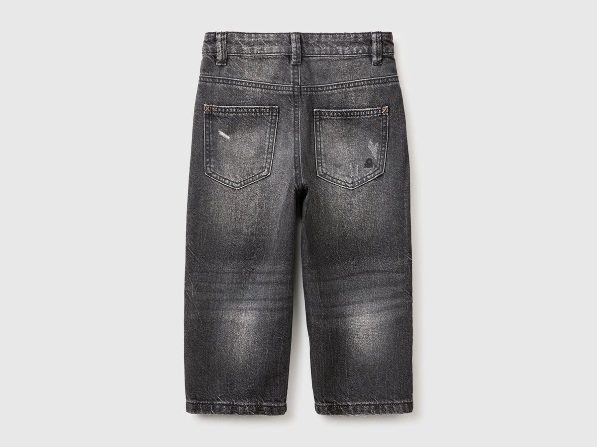 Benetton Black Boys Balloon Fit Jeans SKU: 4GD1GE034_700 Image 02