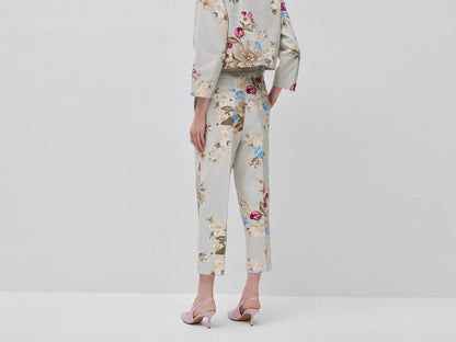 Benetton Light Green Women Floral Trousers SKU: 4H3UDF0BB_67F Image 02