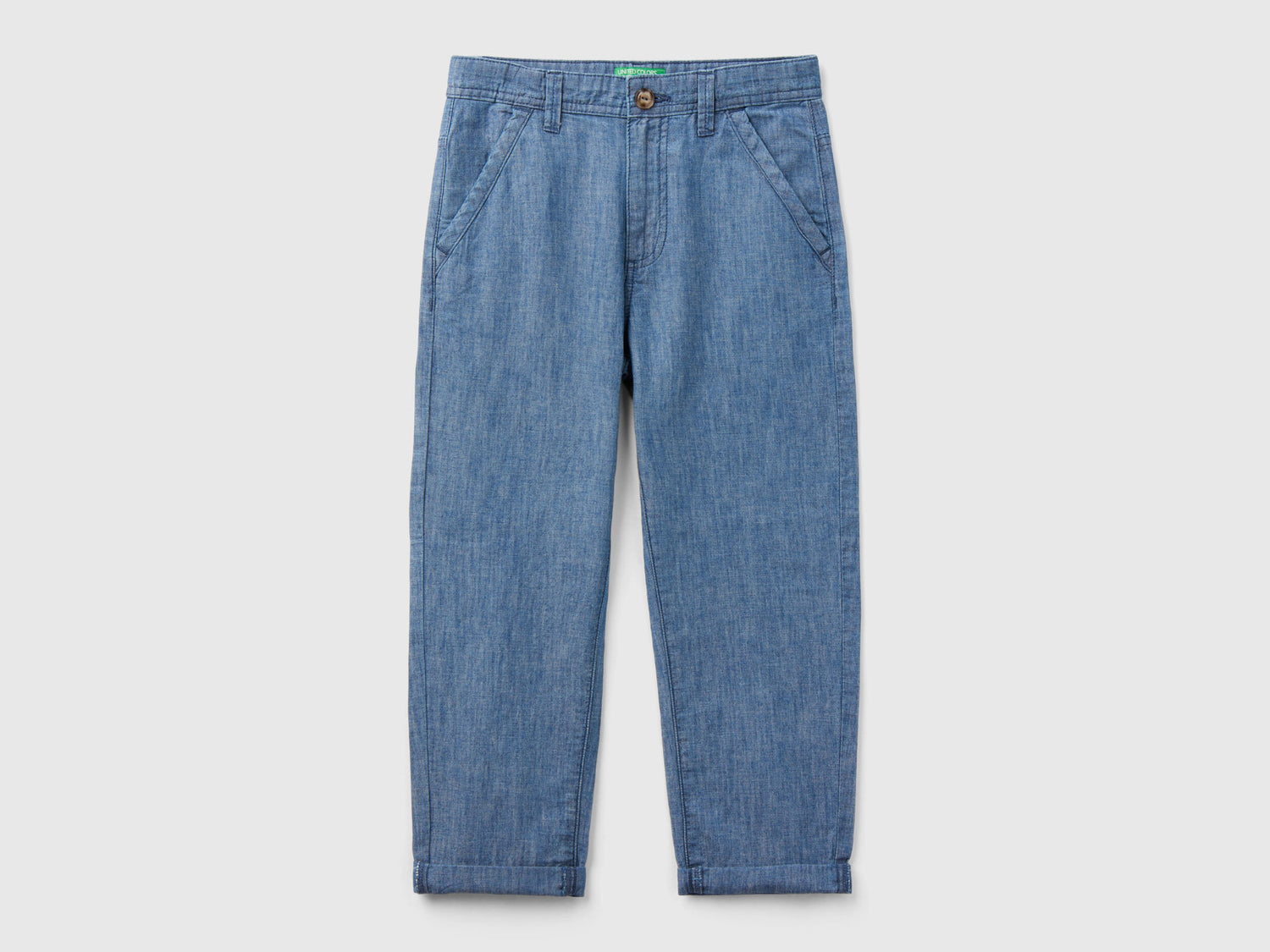 Trousers In Linen Blend Chambray_4H7Wce02S_901_01