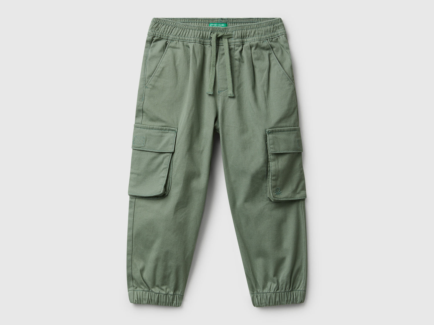 Benetton_Military Green_Cargo Trousers with Drawstring_4HM6GF01Z_075_01