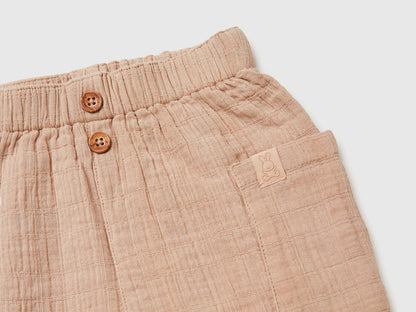 Benetton Beige Newborn Trousers with Side Pockets SKU: 4HRGAF01S_3A6 Image 03