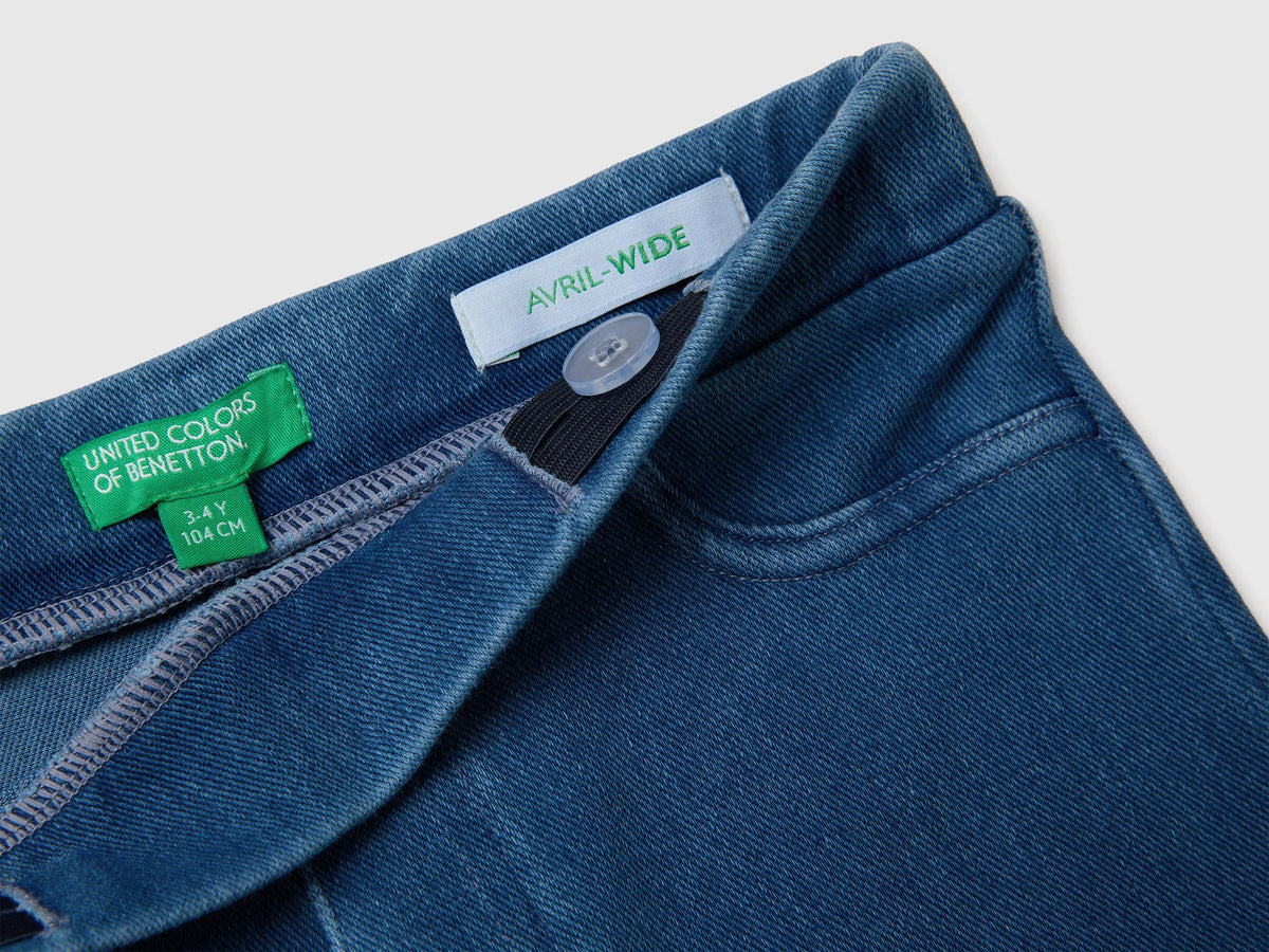 Benetton Sky Blue Girls Wide-Fit Stretch Jeans SKU: 4I42GF036_902 Image 03