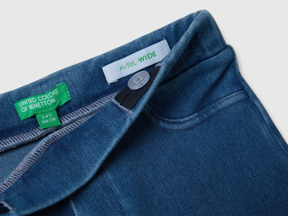 Benetton Sky Blue Girls Wide-Fit Stretch Jeans SKU: 4I42GF036_902 Image 03