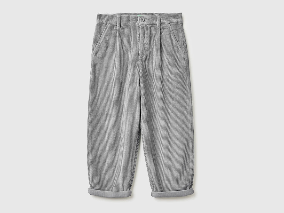 Benetton_Gray_Balloon Fit Velvet Trousers_4IKTCF058_36L_01